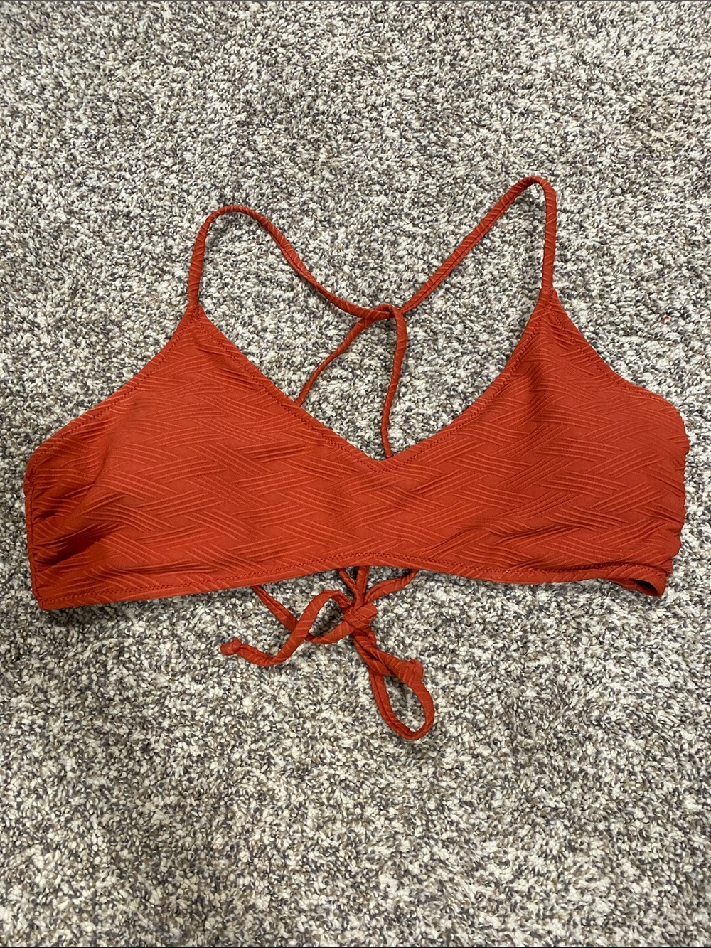 Rust Red Textured Tie-Back Bikini Top